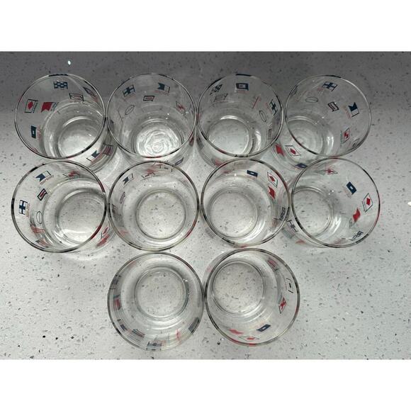 ESSO Exxon Nautical Humor Marine Signal Flag GLASS Barware Cocktail Set 10 - Picture 2 of 5
